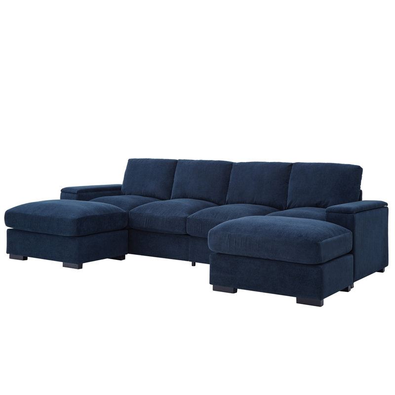 Canapé modulaire à assise profonde avec repose-pieds, canapé-lit en polyester Meubles rembourrés confortables pour salon, appartement, bureau