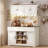 47.2" Wide Pantry Cabinet with Drop Leaf and Charging Station, Walnut