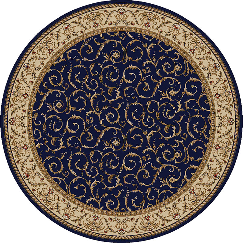 Weisgerber Traditional Oriental blue navy Indoor Rug, Round 8'