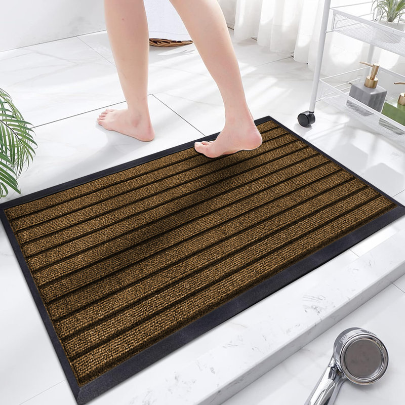 Kohner Non-Slip Indoor/Outdoor Hallway Kitchen Bedroom Rubber Door Mat, Rectangle 40 x 60 cm, Brown