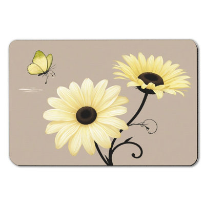 Tapis de bain marguerite jaune pâle, 36 x 24