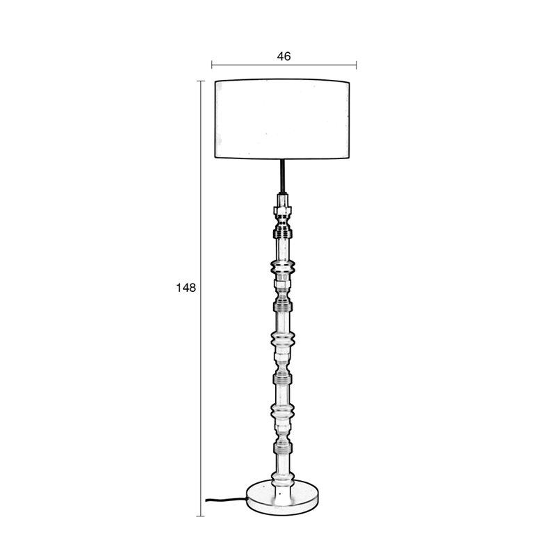 Totem Black Iron Floor Lamp with Velvet Shade 58''