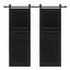 Double 2 panneaux modernes 80 po x 28 po Porte de grange coulissante en bois de noyer noir avec ensemble de quincaillerie-132716984