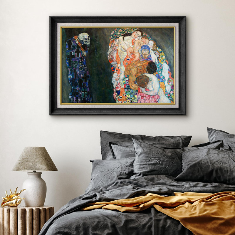 "Famous Artwork" par Gustav Klimt, reproduction d'art encadrée sur papier par Gustav Klimt, Cadre noir, Pas de tapis