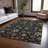 Machine Washable Indoor/Outdoor Christmas Snowflake Xhevrie Black Rug-903514530