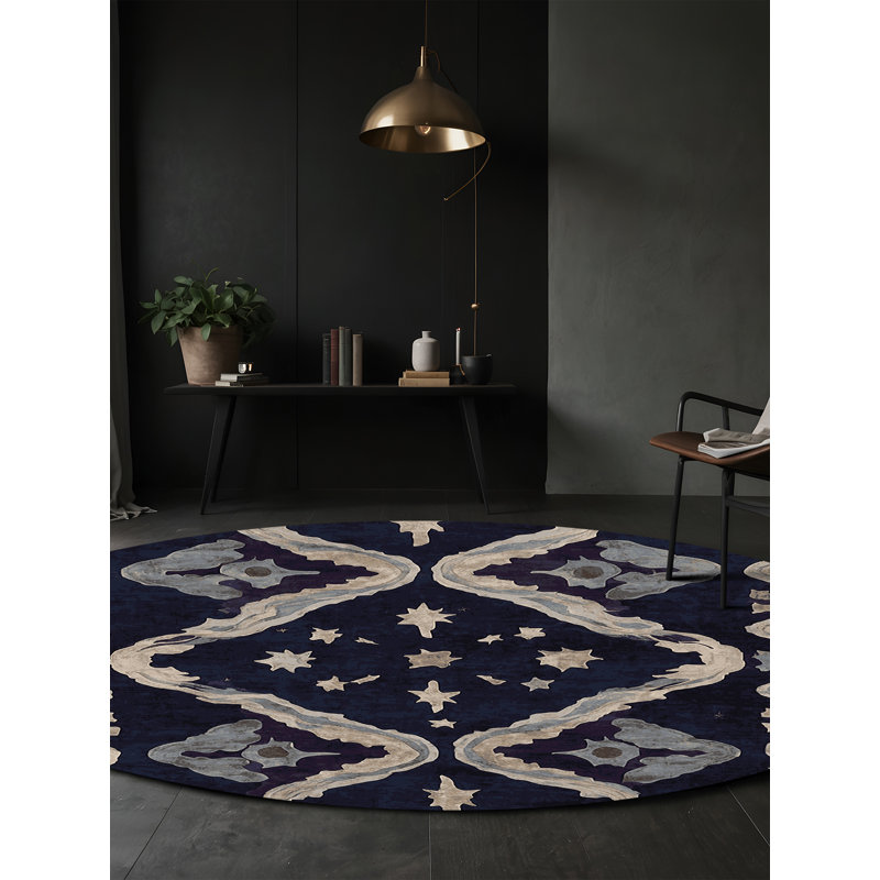 Machine Washable Gray Area Rug, Round 7'