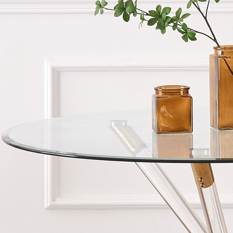 Damaury Dining Table, Gold/Clear
