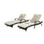 Ensemble de 2 chaises longues d'extérieur en osier avec coussins, chaise longue inclinable en osier