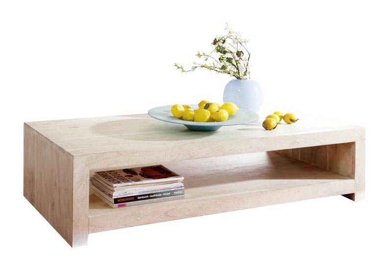 Solid Wood Four Leg Coffee Table, Light Brown