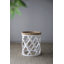 Grande table d'appoint 23 po blanche vieillie