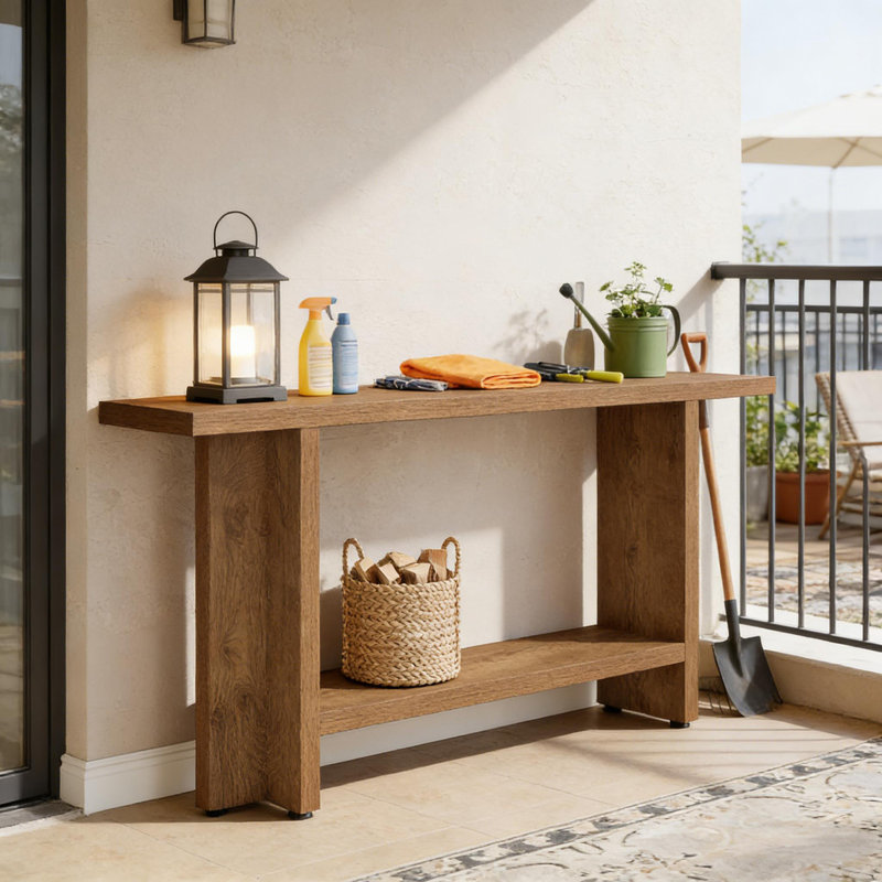 Table de canapé à double couche avec rangement, table de couloir, console
