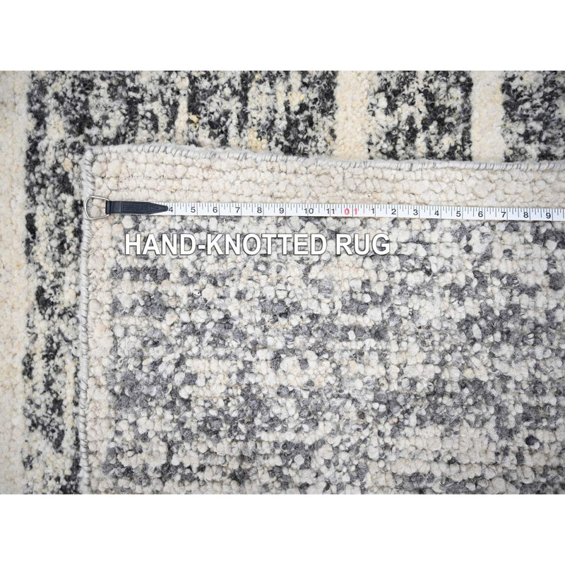 Tapis surdimensionné en laine noué à la main noir et ivoire 12 pi x 14 pi 9 po EEE3FBC3FB6049B58AB85073FEB04272