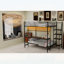 Lit superposé double au-dessus d'un lit double avec bureau intégré et éclairage à DEL - conception loft peu encombrante pour enfants et adolescents, structure robuste, assemblage facile