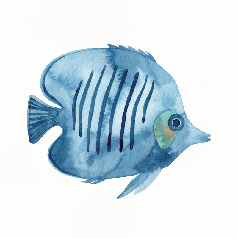 Butterfly Fish - Wrapped Canvas Art Prints, 30cm H x 30cm W 