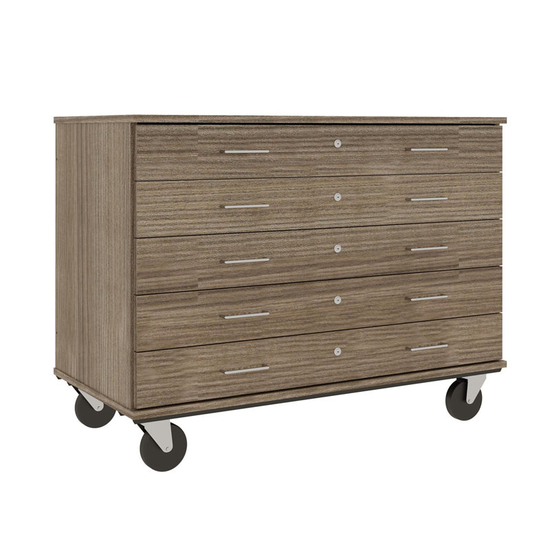 Armoire mobile à 5 compartiments avec roulettes, H 36 po x l 48 po x P 24 po, Orme foncé