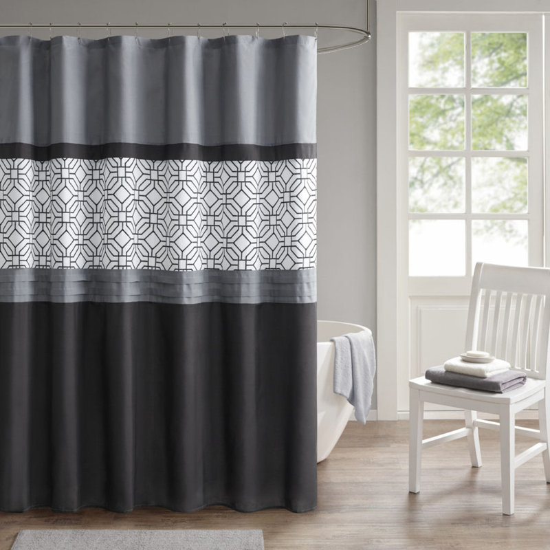 Embroidered And Pieced Shower Curtain