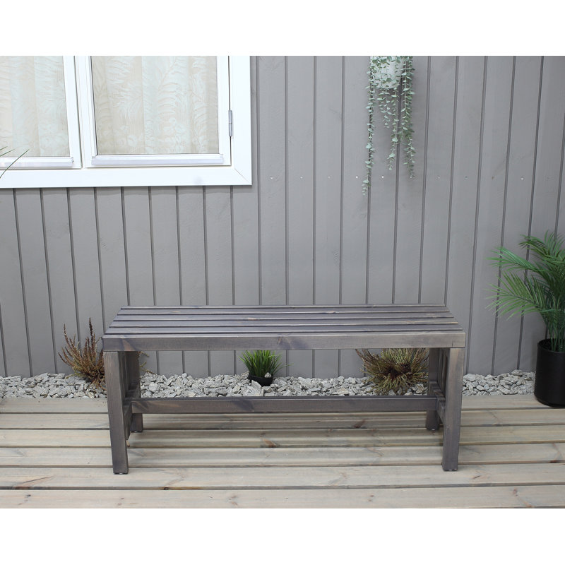 Madhav Solid Wood Pine Outdoor Bench, Grey