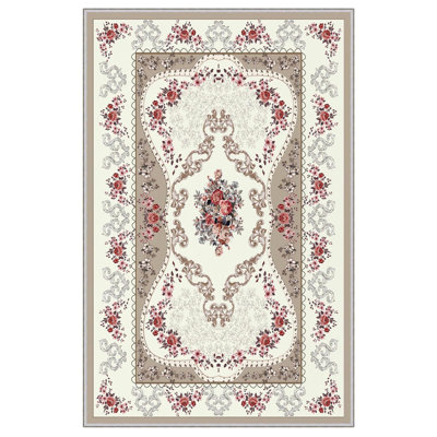 Malm Oriental Machine Woven Rectangle 1'8"" x 2'7"" Polyester Area Rug in Pink/White -  East Urban Home, 6439A9F1C40F4308B69CE8DFC5436B5C