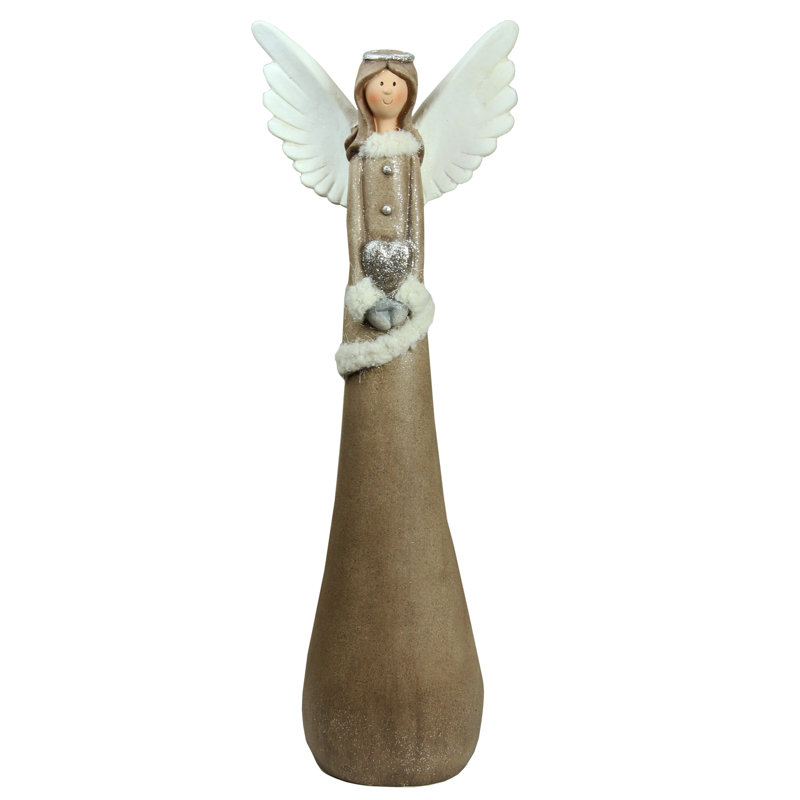 Figurine de table 24 "brun et blanc ange avec cœur