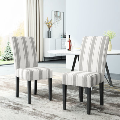 Chaise contemporaine en tissu à rayures grises pour dîner avec support stable