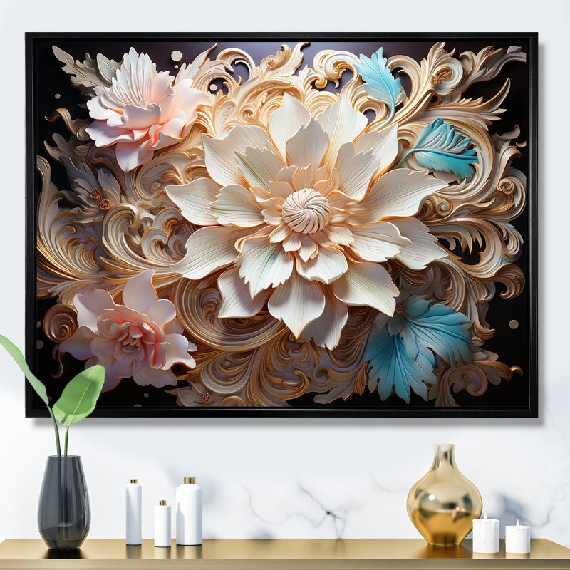 «Sacred Hinduism Oms Ethereal Opal», reproduction, Cadre flottant noir, H 24 po x l 32 po x P 1 po