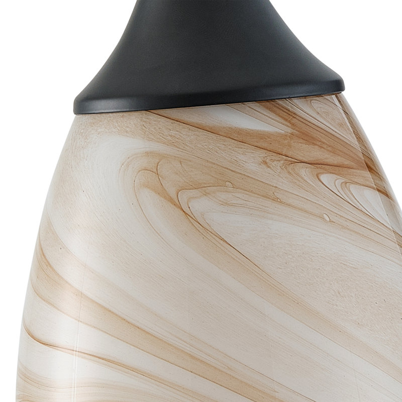 1-Matte black iron dimmable glass pendant light