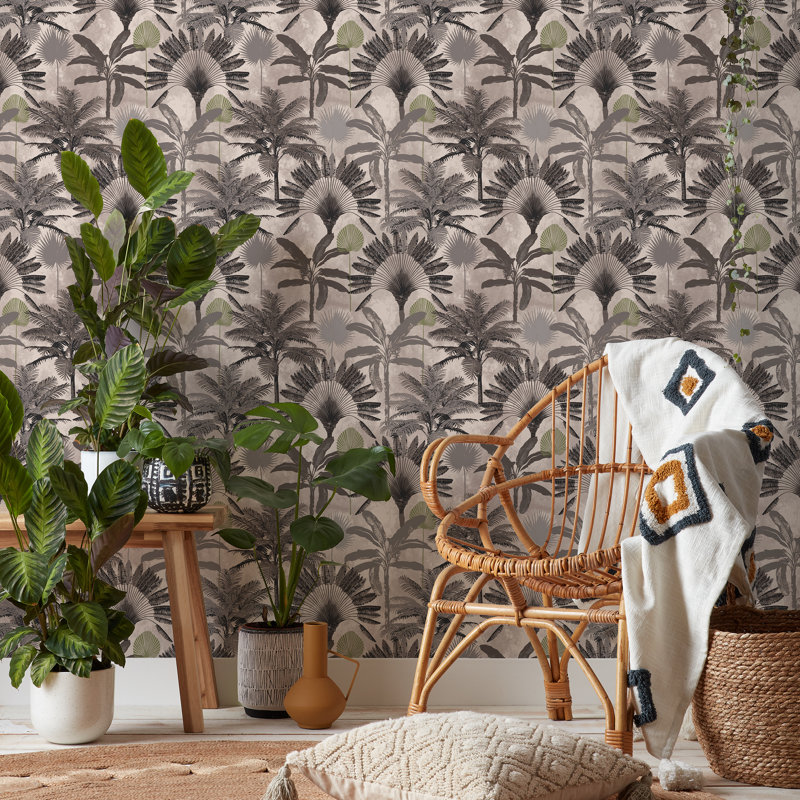 10m L x 52cm W Matte Wallpaper Roll, Blush/Charcoal