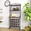 Table de bar à vin industrielle avec porte-bouteilles à 3 niveaux et porte-verres avec tablettes de rangement