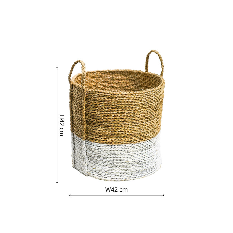 Seagrass Log and Kindling Basket Set, Seagrass/White