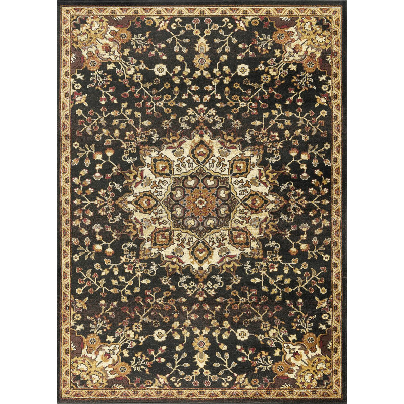 Classic GC_VIN5016 Black 2 Ft. X 3 Ft. Area Rug, Rectangle 2' x 3'