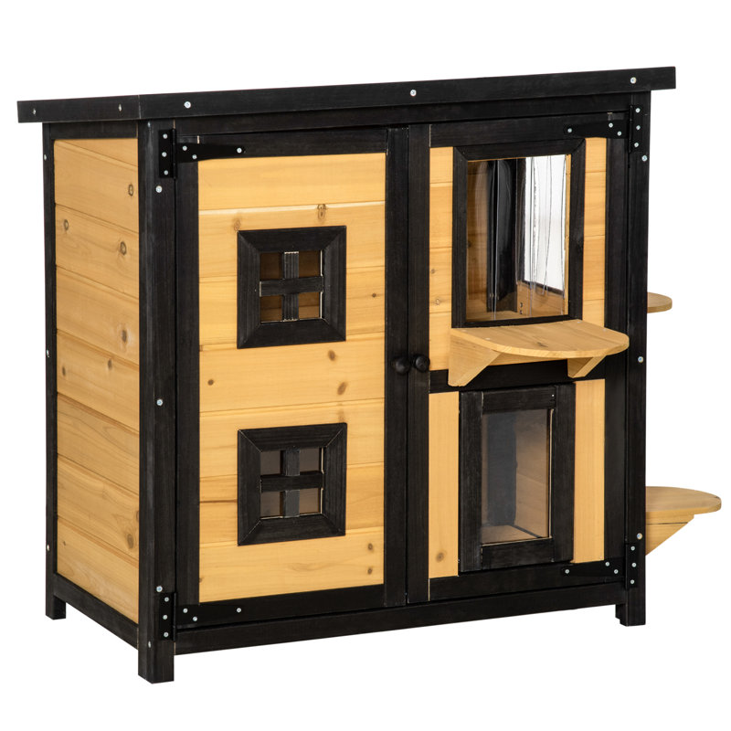 Maison d'extérieur pour chat Stoltzfus, Brun / noir