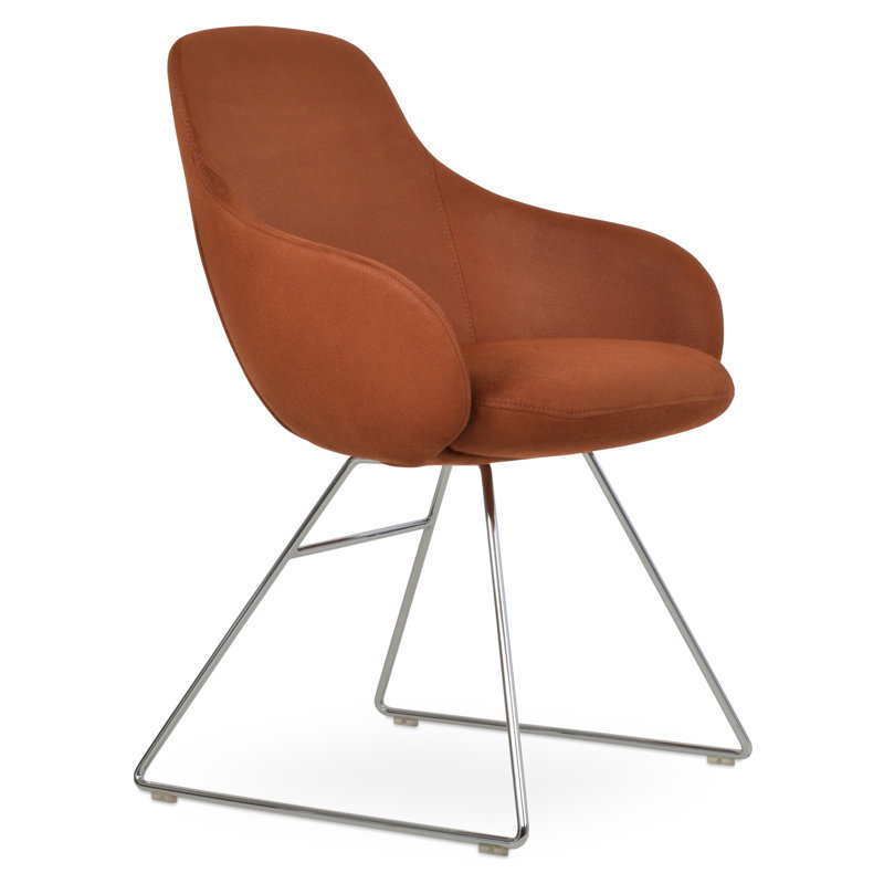 Fauteuil Gazel, Chrome, Similicuir cognac