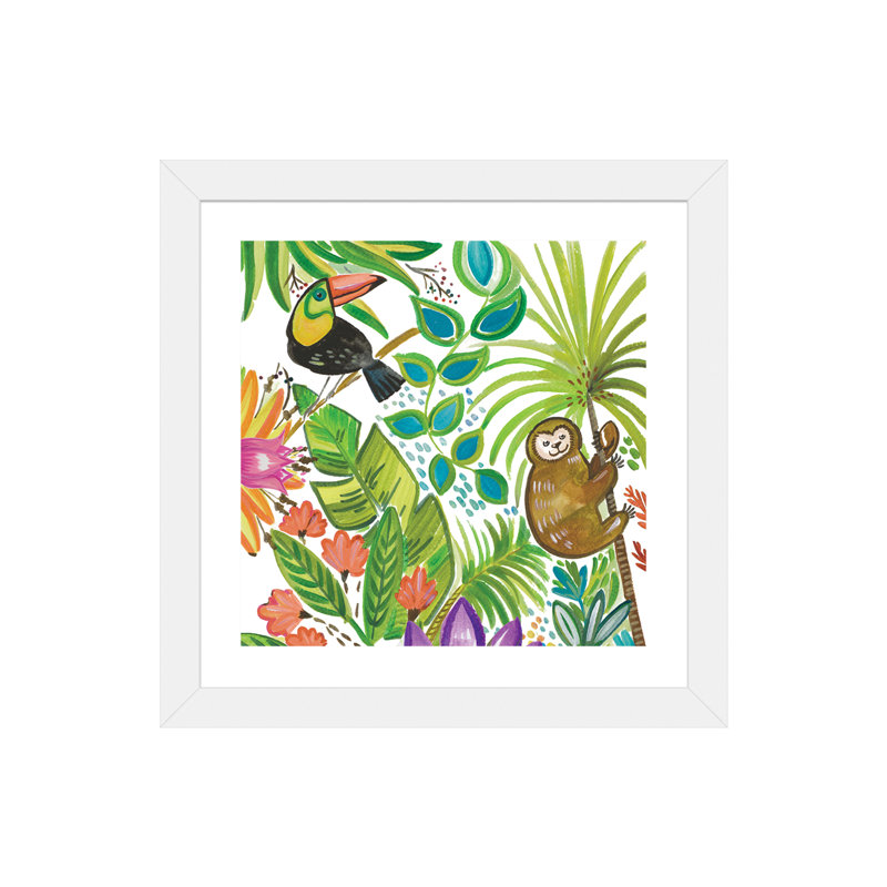 Art tropical encadré, H 16 po x l 16 po x P 1 po, Papier beaux-arts encadré blanc