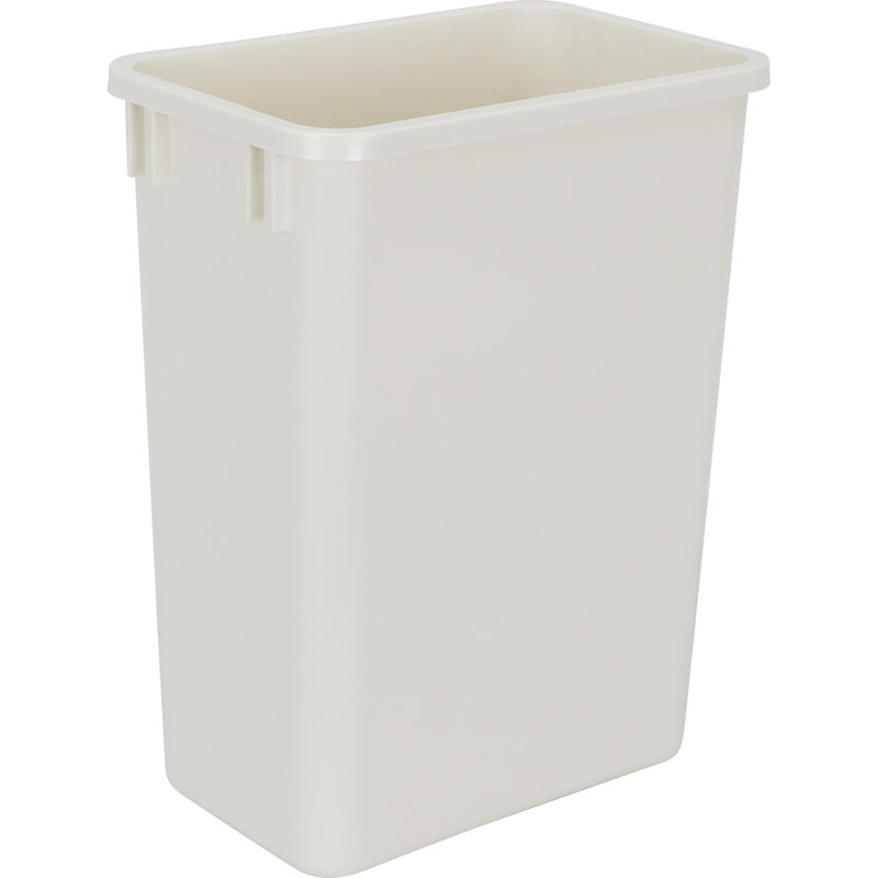 Plastic Open Kitchen Trash Can, White, 12.5, 22.41" H x 9.81" W x 14.875" D