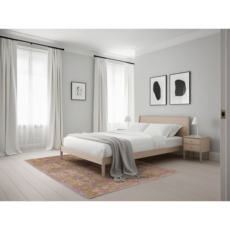 Tapis oriental rose / brun Greilickville, Rectangle 5 pi x 7 pi