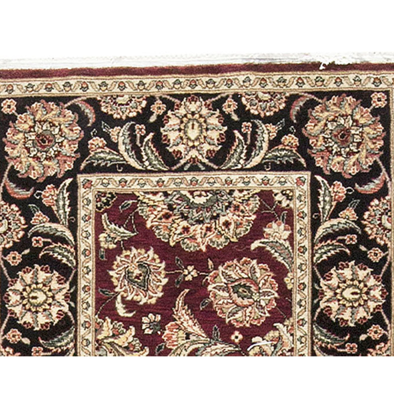 Manchuria Wool Oriental Area Rug in Black/Wine