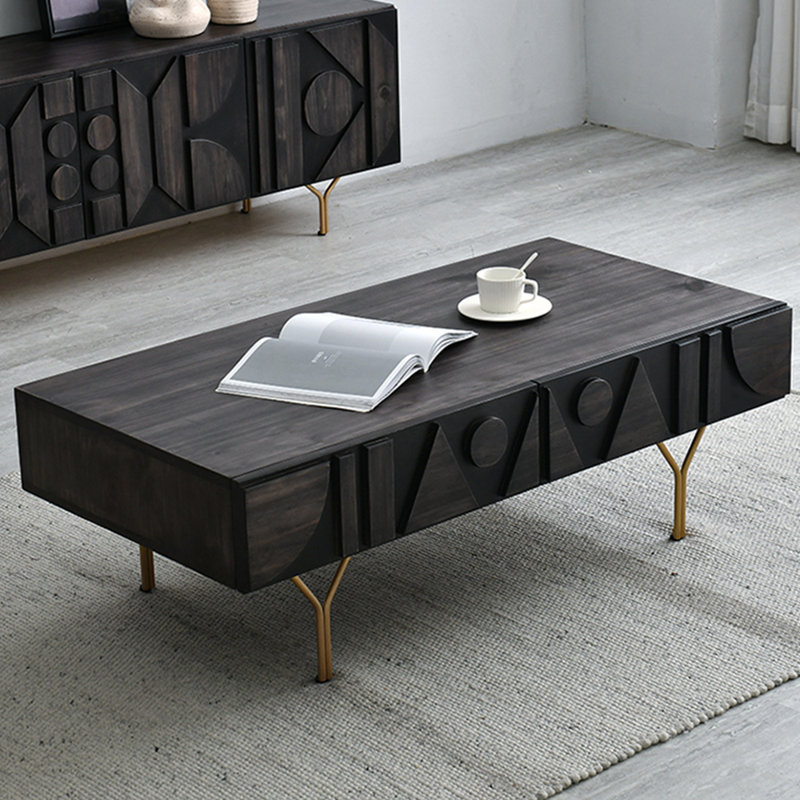 Solid wood coffee table with large storage space