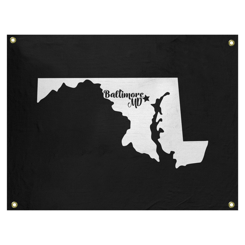 Tapisserie murale maryland baltimore, H 50 po x l 59 po, Noir