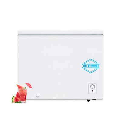 Large Chest Freezer 9 Cu ft Deep Freezer FreeStanding Top Door Freezer with 8 Adjustable Thermostat and Removable Basket Universal Wheels Manual Defrost for Garage White
