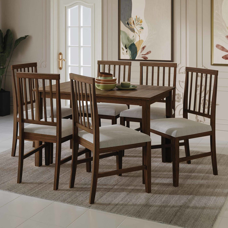 Ensemble de salle à manger Nivens, 7 pièces : table, 6 chaises, Brun