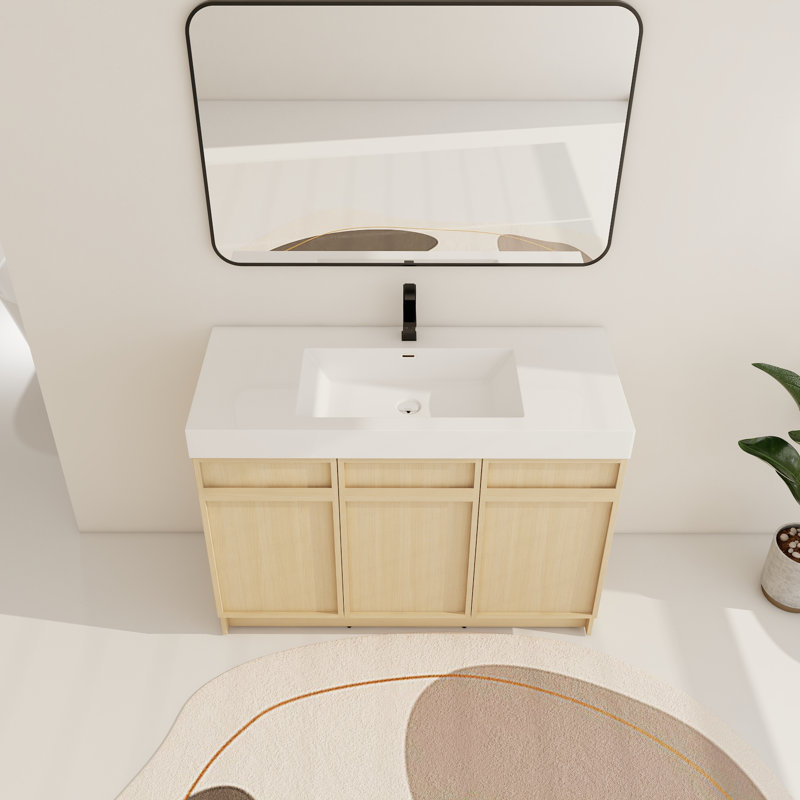 48 Inch Vanity, 48 bathroom vanity with top, 48 inch bathroom vanity, 48" Single Bathroom Vanity Set, 48'' Single Sink Vanity with 3 Doors and Resin Basin Sink