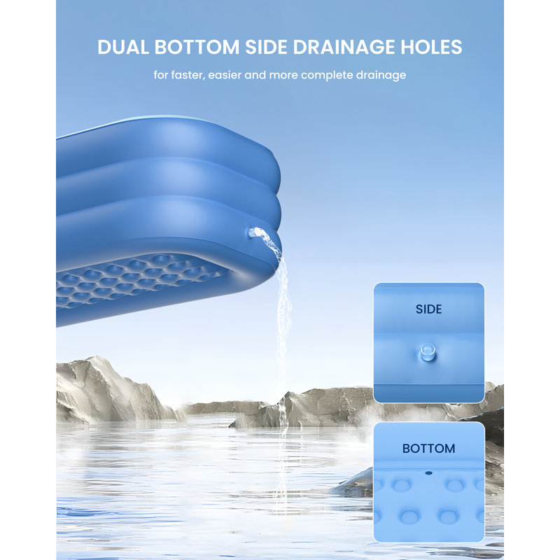Blue Inflatable Folding Bathtub with Electric Air Pump