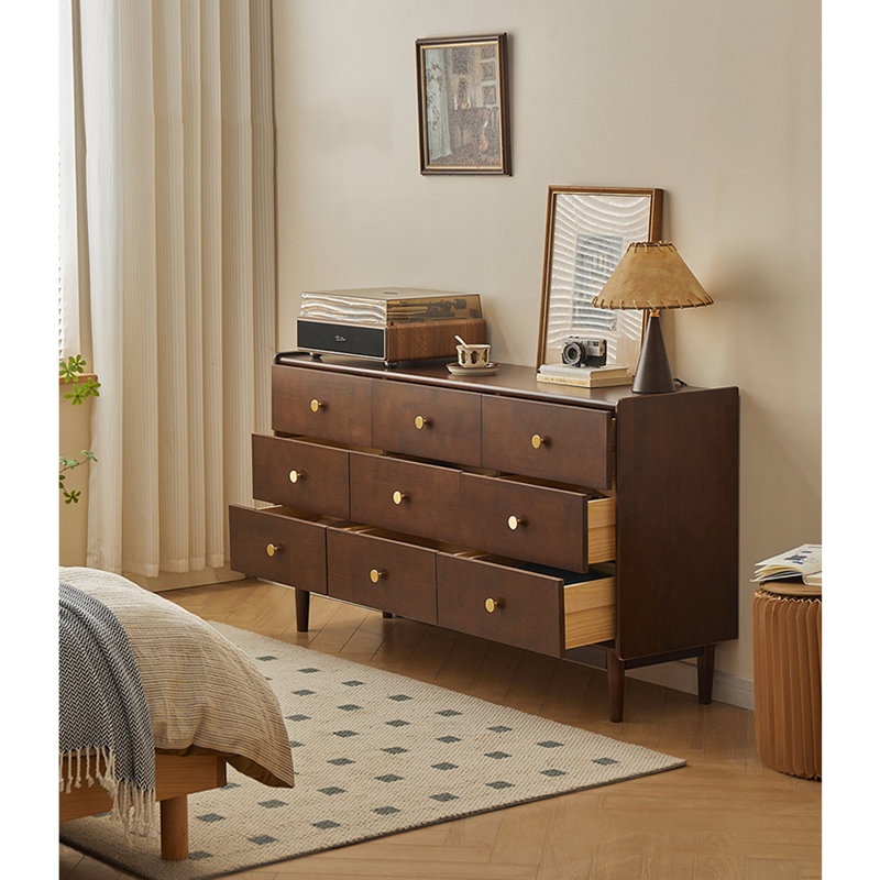 Grande commode décorative de style japonais à grande capacité, Noyer