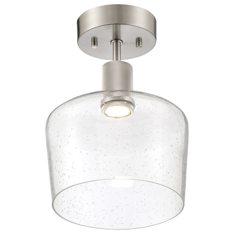 Southglenn Glass Semi Flush Mount, Brushed Steel