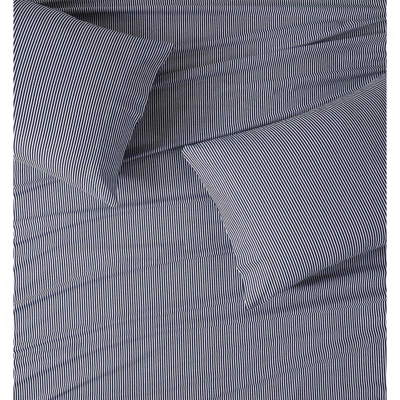 Brooklyn Loom Pinstripe Sheet Set, Twin, White/Navy