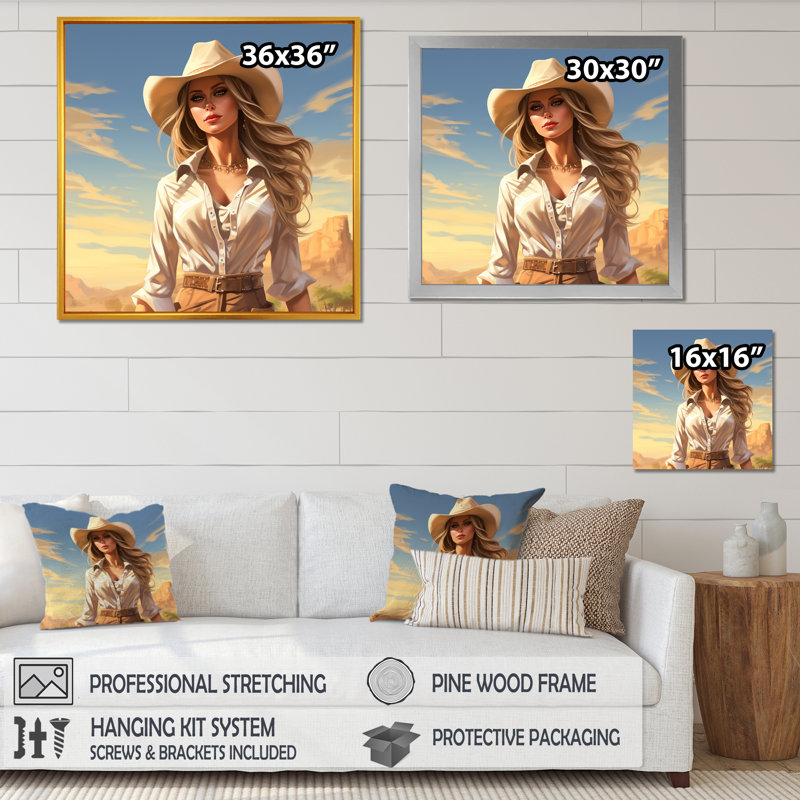 «Cowgirl Wild West Chic Spirit II - Cowgirls», art mural, Toile tendue, H 16 po x l 16 po x P 1 po