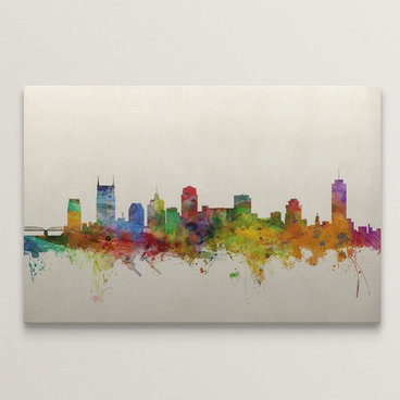 «Nashville Tennessee Skyline» par Francy, impression, H 20 po x l 30 po x P 1,5 po, Toile
