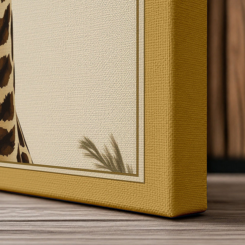 Giraffe Portrait Boho 1 Piece Wrapped Canvas Wall Art, 30x20 - 76.2 x 50.8 cm, Ochre Border