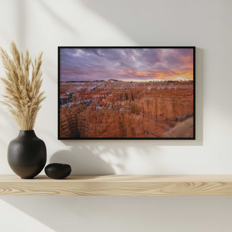 Sunset at Bryce by Martin Podt Art Print, 30 W x 20 H, Brown, Framed Print