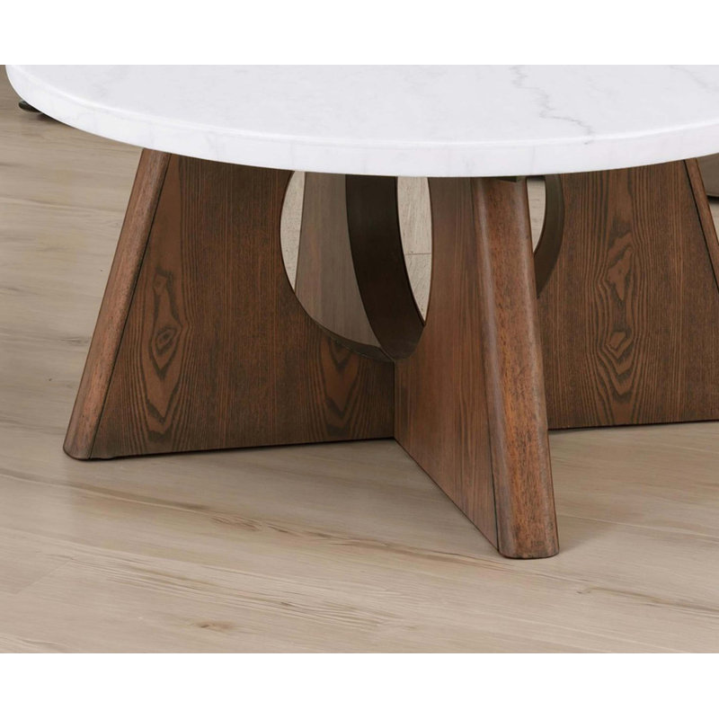Table basse organique moderne avec plateau en marbre véritable et base piédestal
